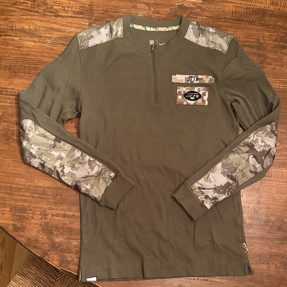 JETS Nike Green Camo Long Sleeve Shirt